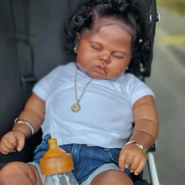 20" Lifelike African American Handmade Sleeping Reborn Girl Doll Named Vttina