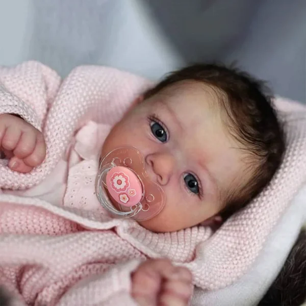 18" Real Lifelike Cute Awake Reborn Newborn Doll Named Alica with Brown Hair