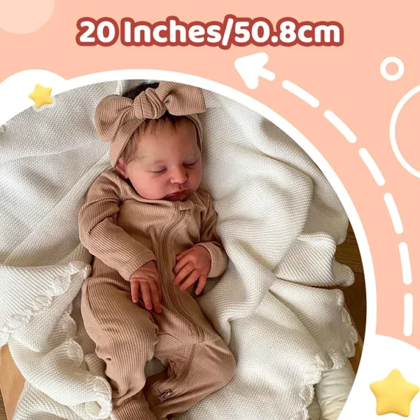 20" Reborn Asleep Baby Girl Simuni Real Lifelike Silicone Vinyl Body Reborn Doll, Looks Really Cute - Image 4