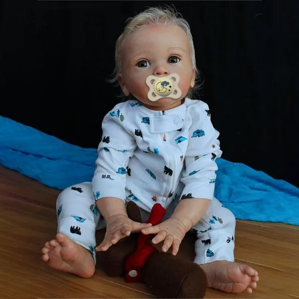 20'' Kids Reborn Lover with Blue Eyes, Lifelike Handmade Soft Touch Body, Weighted Toddler Reborn Baby Boy Fido - Image 4