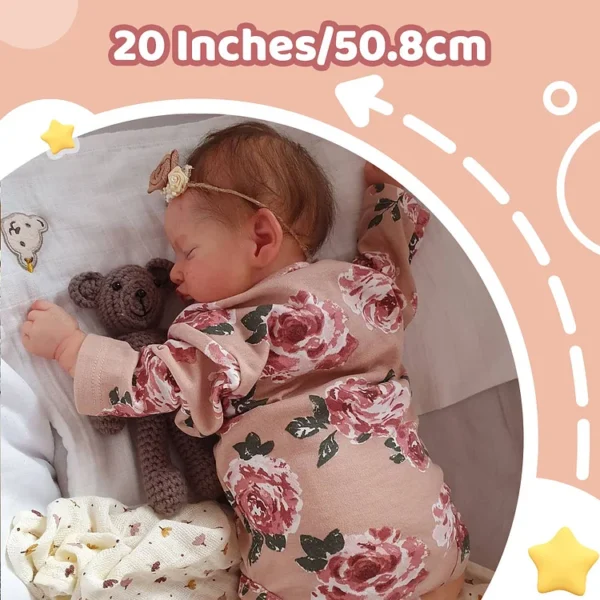 Handmade Reborn Dolls 20'' Cute Reborn Newborn Baby Girls Doll Adalia with Brown Hair - Image 6