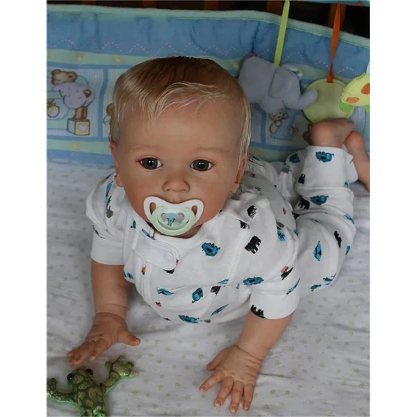 20'' Kids Reborn Lover with Blue Eyes, Lifelike Handmade Soft Touch Body, Weighted Toddler Reborn Baby Boy Fido - Image 5