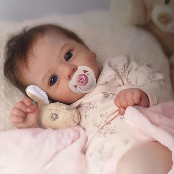 18" Cloth Body Reborn Baby Newborn Girl Doll Named Sinsda with Brown Hair with Heartbeat💖 & Sound🔊 - Image 3