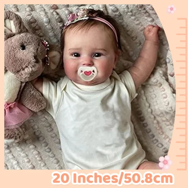 20" Awake Handmade Reborn Baby Doll Realistic Reborn Baby Toddlers Girl Renee with Brown Hair - Image 5