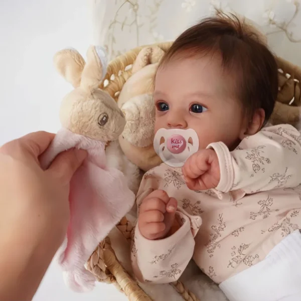 18" Cloth Body Reborn Baby Newborn Girl Doll Named Sinsda with Brown Hair with Heartbeat💖 & Sound🔊 - Image 2