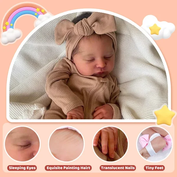 20" Reborn Asleep Baby Girl Simuni Real Lifelike Silicone Vinyl Body Reborn Doll, Looks Really Cute - Image 6