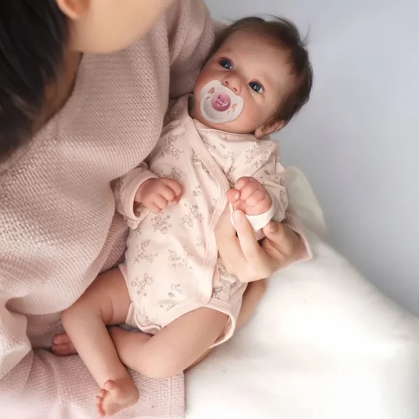 18" Cloth Body Reborn Baby Newborn Girl Doll Named Sinsda with Brown Hair with Heartbeat💖 & Sound🔊 - Image 4