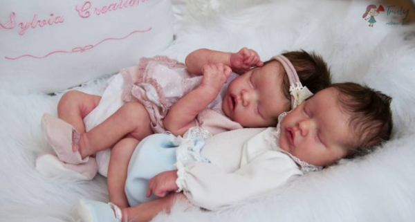 17" Sweet Sleeping Dreams Reborn Twins Boy and Girl Maren and Monica Truly Silicone Baby Doll, Birthday Gift - Image 5