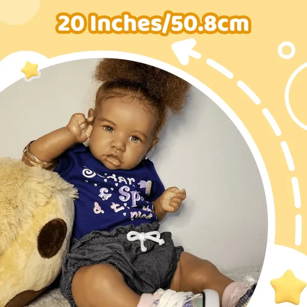 20'' African American Handmade Silicone Vinyl Reborn Toddler Baby Doll Girl Lorelei With Heartbeat💖 & Sound🔊 - Image 3