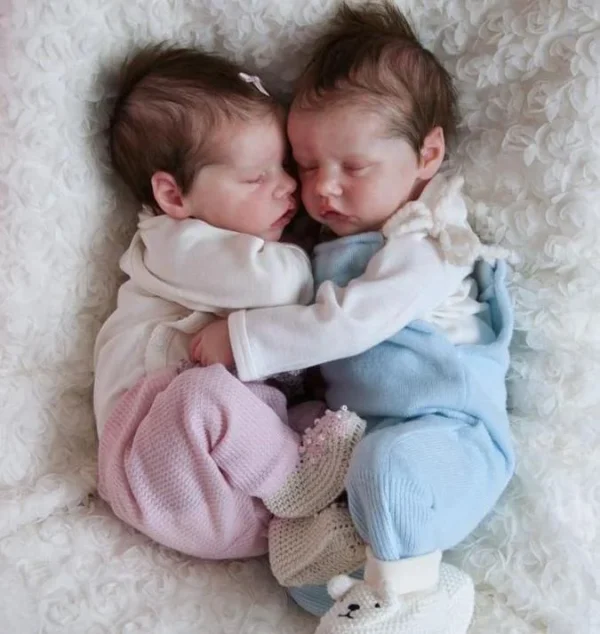 17" Reborn Baby Doll Twins Boy and Girl Debbie and Deborah Lifelike Sleeping Newborn      (23)View