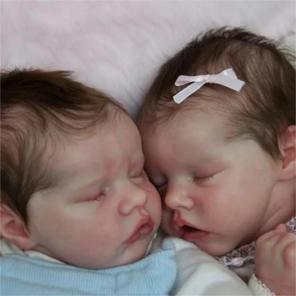 17'' Real Lifelike Twins Boy and Girl Debbie and Deborah Sleeping Reborn Baby Doll, Reborn Child Newborn Baby Dolls Roleplay - Image 3