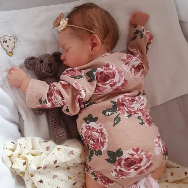 Handmade Reborn Dolls 20'' Cute Reborn Newborn Baby Girls Doll Adalia with Brown Hair - Image 4