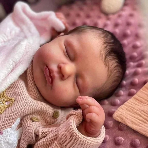 20'' Soft Touch Sleeping Reborn Baby Doll Girl Named Iris Lifelike Newborn Chubby Face Baby Doll Toy For Age 3+ Kids - Image 5