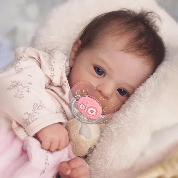 18" Realistic and Cute Reborn Baby Girl Bright Eyes Opened with Brown Hair Named Claire