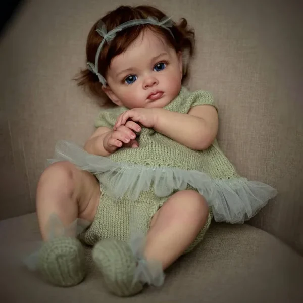 20" Lifelike Baby Dolls Truly Real Lifelike & Realistic Weighted Toddler Handmade Brown Hair Baby Sunnin - Image 5