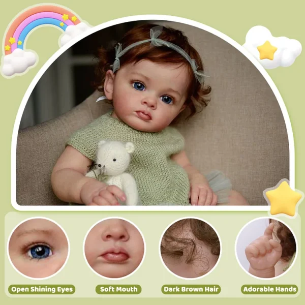 20" Lifelike Baby Dolls Truly Real Lifelike & Realistic Weighted Toddler Handmade Brown Hair Baby Sunnin - Image 4