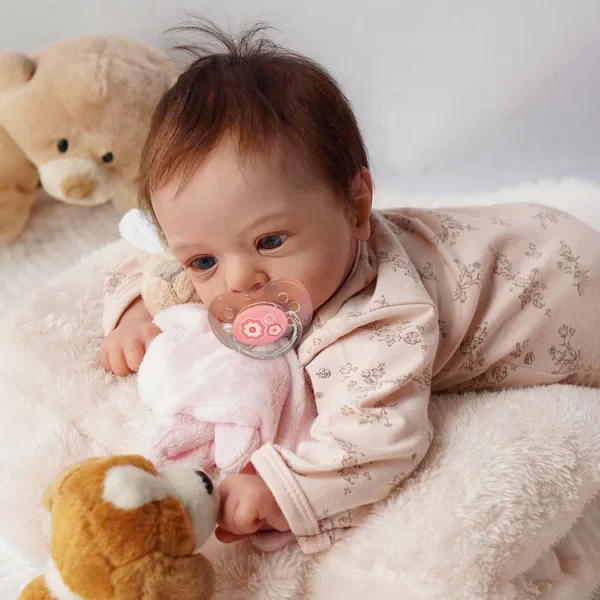 18" Realistic and Cute Reborn Baby Girl Bright Eyes Opened with Brown Hair Named Claire - Image 6