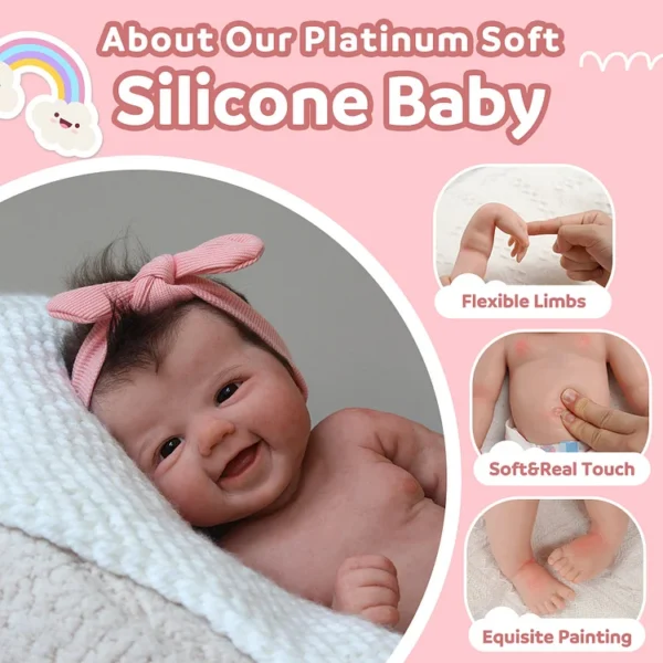 12"&16" 100% Soft Flexible Silicone Reborn Baby Doll Girl Lamatu - Image 4