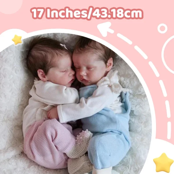 17'' Real Lifelike Twins Boy and Girl Debbie and Deborah Sleeping Reborn Baby Doll, Reborn Child Newborn Baby Dolls Roleplay - Image 2