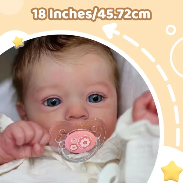 18'' Cloth Body Reborn Baby Newborn Girl Awake Doll Named Bunny With Blue Eyes - Image 3