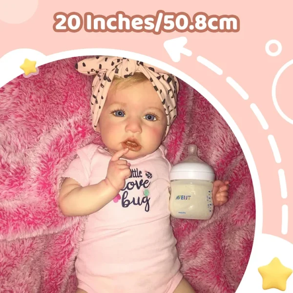 20'' Touch Real Reborn Toddler Baby Doll Girl Blanco with Heartbeat and Sound - Image 3