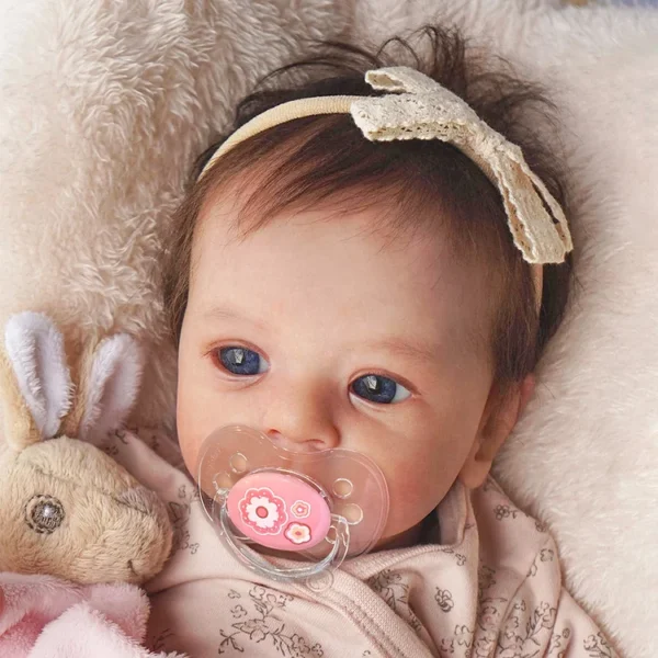 18" Realistic and Cute Reborn Baby Girl Bright Eyes Opened with Brown Hair Named Claire - Image 7