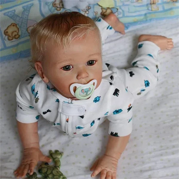 20'' Kids Reborn Lover with Blue Eyes, Lifelike Handmade Soft Touch Body, Weighted Toddler Reborn Baby Boy Fido