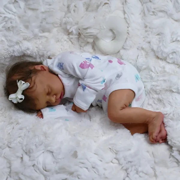 17'' Lifelike Sleeping Silicone Vinyl Newborn African American Baby Girl Doll Named Zamerin - Image 3