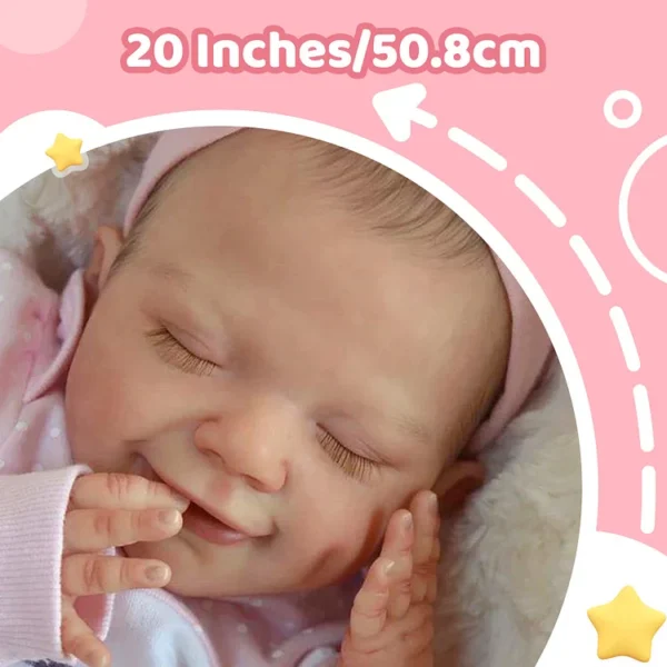 20" Theresa Truly Reborn Baby Girl Newborn Sleeping Doll with Heartbeat and Sound - Image 7