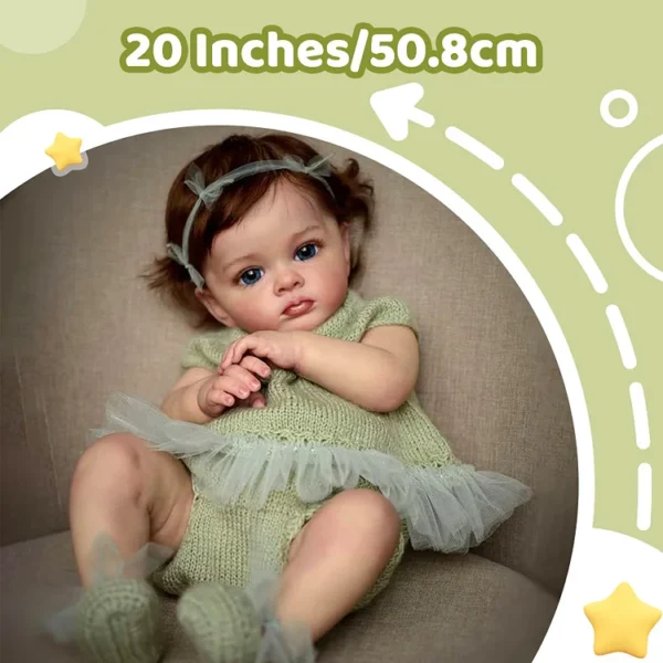 20" Lifelike Baby Dolls Truly Real Lifelike & Realistic Weighted Toddler Handmade Brown Hair Baby Sunnin - Image 3