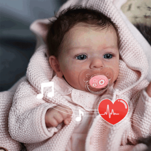 18" Real Lifelike Cute Awake Reborn Newborn Doll Named Alica with Brown Hair - Image 3